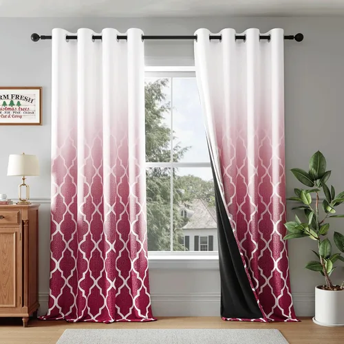 Miniatura 9 de Cortinas Metro Parlor Ombre 100% opacas de 72 pulgadas de largo, 2 paneles para sala de estar, dormitorio con patrón geométrico marroquí azul