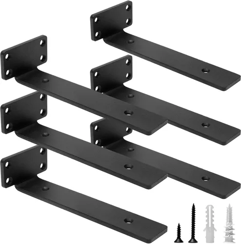 HITOMEN Soportes de estante flotante de servicio pesado, accesorios de estantes ocultos de 8 pulgadas (1/5 pulgadas de grosor), soportes de hierro
