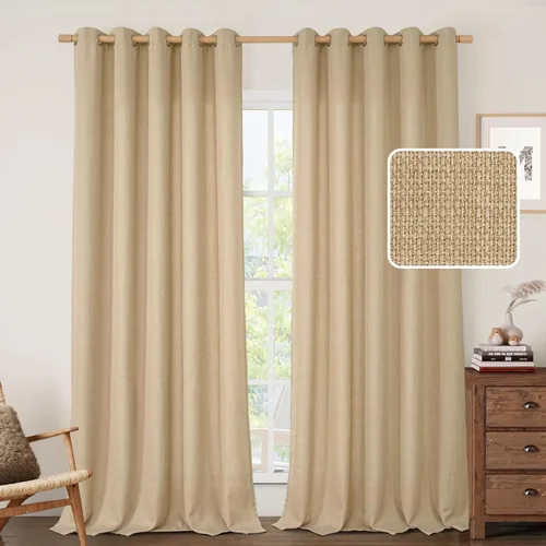 Miniatura 51 de LAMIT Cortinas de Lino Blancas Semitransparentes para Dormitorio, Paneles Filtrantes de Luz, Cortinas de Lino con Ojales de Protección de Privacidad