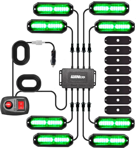 Miniatura 15 de WINECO 8 Piezas Luces LED Estroboscópicas de 12V con Función de Sincronización Ámbar Blanco 12LED Luces de Advertencia de Peligro de Emergencia