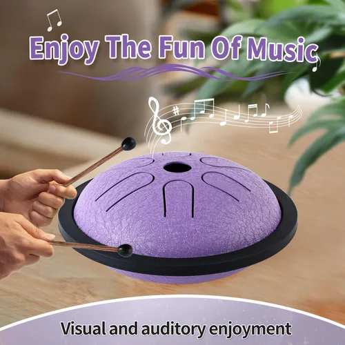 Miniatura 7 de Yahpetes Tambor de Lengua de Acero Instrumento de Percusión Musical Tambor de Lluvia de Metal para Exteriores 5.5 Pulgadas 6 Notas Clave de Do