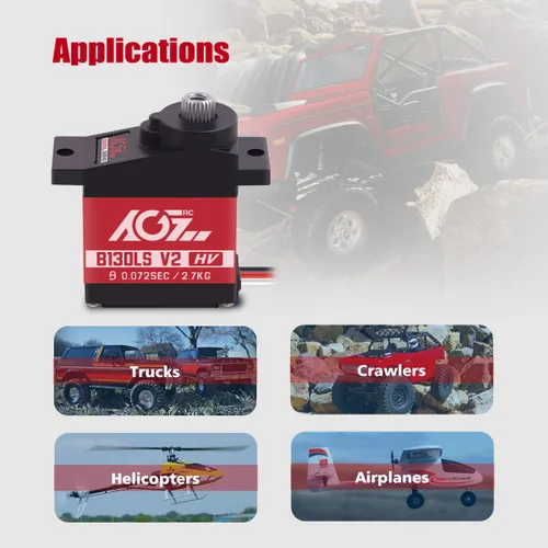 Miniatura 7 de AGFRC Servomotor de dirección RC Sub-Micro - Caja de metal mejorada con engranaje de titanio 0.072 seg de alta velocidad HV Mini servo para coche RC