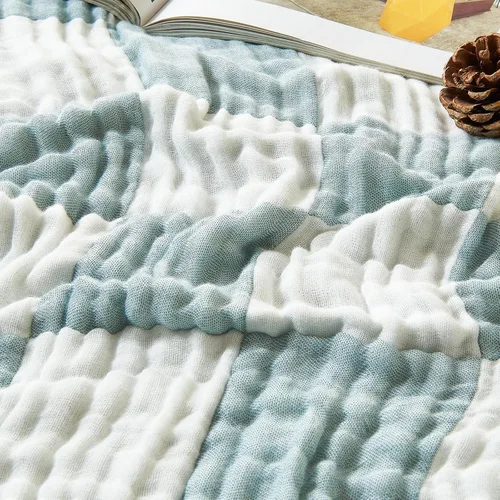 Miniatura 30 de EMME Manta de Muselina de Algodón King Grande Extragrande para Cama Colcha Cubrecama Beige Claro Gasa Transpirable Suave Ligera Mantas (120"x94")