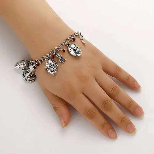 Miniatura 2 de Hanreshe Bracelets Horror Movie Ghost Baby Jason Scary Theme Bracelet Cosplay Jewelry Women Horror Charm Bracelet