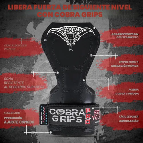 Miniatura 6 de Cobra Grips Weight Lifting Gloves with Adjustable Neoprene Padded Wrist Wraps - Heavy Duty Alternative to Power Lifting Hooks for Deadlifts