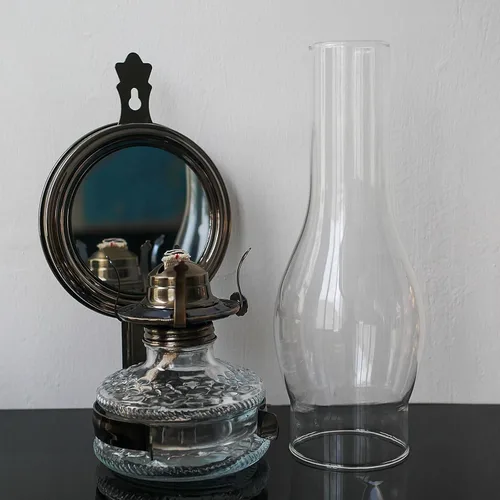 Miniatura 3 de Lámpara de aceite para chimenea, base de 3 pulgadas por 10 pulgadas de altura, pantalla de lámpara de queroseno, lámpara alta para huracán, chimenea
