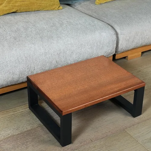Miniatura 3 de CONSDAN Taburete con marco de metal, taburete de madera maciza para niños pequeños, niños y adultos, taburete portátil para dormitorio, baño, Negro