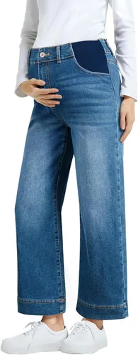 Miniatura 14 de BLENCOT - Pantalones de maternidad para mujer de cintura alta, pierna ancha y elástica de mezclilla, ropa de embarazo