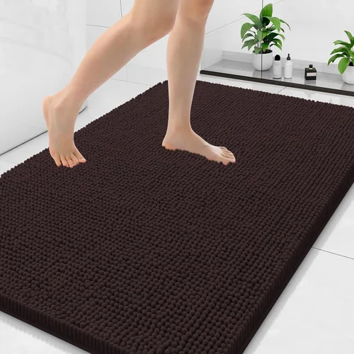 Miniatura 144 de Arotive Alfombras de baño de felpilla extrasuaves y absorbentes, de 24 x 16 pulgadas, lavables a máquina, parte trasera de goma antideslizante