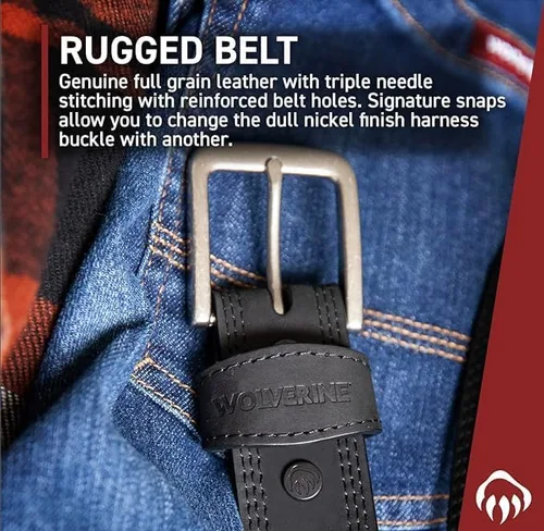 Miniatura 5 de Wolverine Men's Full Grain Leather Work Belt Workwear Heavy Duty Utility Rugged Durable Metal Buckle