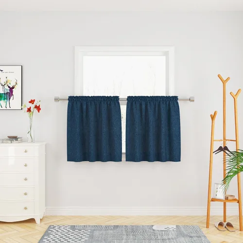 Miniatura 8 de UPOPO Cortinas de Niveles Beige Sobre Fregadero con Textura de Lino para Ventana de Cocina de 16 Pulgadas de Largo Caravana Privacidad Pequeñas