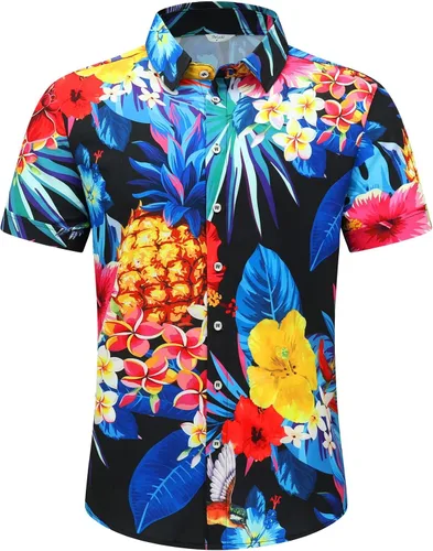 Miniatura 4 de SheLucki - Camisa hawaiana para hombre, unisex, de manga corta, con botones, para la playa y el verano, ropa casual estampada con sombra de palmas