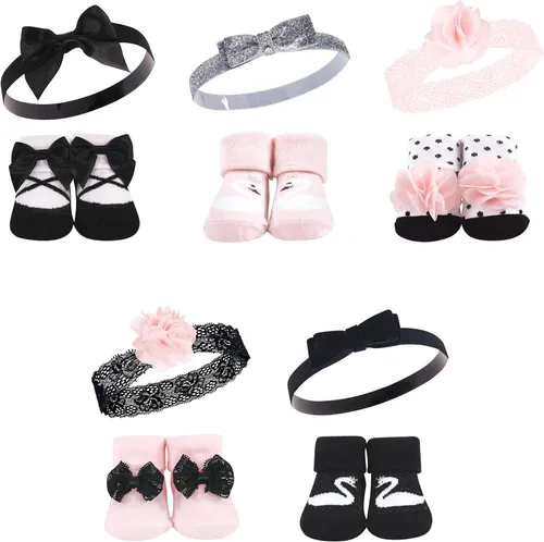 Miniatura 20 de Hudson Baby Conjunto de regalo de diadema y calcetines para niña Flor azul marino rosa
