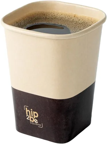 Restaurantware Hip 2 Be Square - Tazas de café de papel de 12 onzas, 25 tazas de café reutilizables a prueba de fugas, tapas se venden por separado,