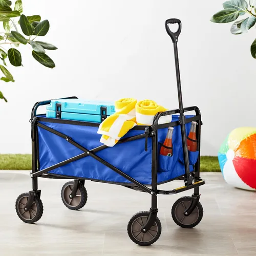 Miniatura 6 de Amazon Basics Carro utilitario plegable y resistente para deportes al aire libre, capacidad de peso de 265 libras, campamento, jardín y compras, Azul
