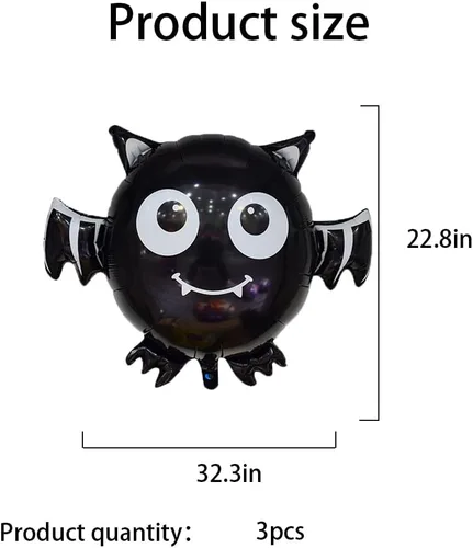 Miniatura 2 de Globos de murciélago para Halloween, globos de aluminio para fiestas temáticas de murciélagos, suministros de decoración de Halloween, cumpleaños