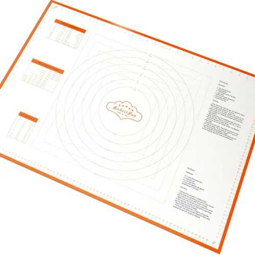 Miniatura 10 de Alfombrilla de silicona para repostería grande, alfombrilla antiadherente para amasar con marcas de medida en pulgadas y centímetros, cuadros