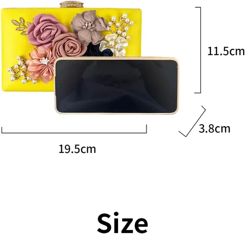 Miniatura 4 de Shiiriin Bolso de mano floral 3D para mujer Hecho a mano con perla Boda nupcial, fiesta de noche diurna