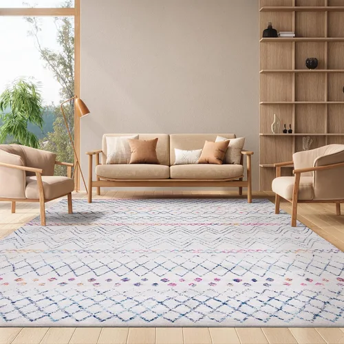 Miniatura 8 de SAFAVIEH Madison Collection - Alfombra decorativa de 2 x 3 pies, color marfil y carbón, diseño marroquí bohemio envejecido, no desprende pelusa