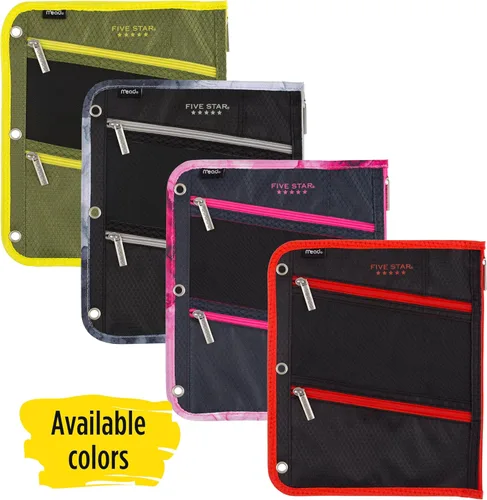 Miniatura 2 de Five Star Bolsa con cierre, bolsa para lápices, estuche para lápices, se adapta a carpetas de 3 anillos, el color puede variar (50642)