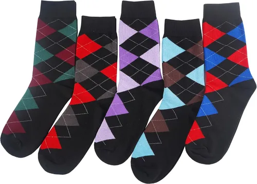 Miniatura 25 de TOEJYJ Calcetines de vestir divertidos para hombre, paquete de calcetines casuales divertidos, coloridos calcetines de algodón a rayas, talla 10-13