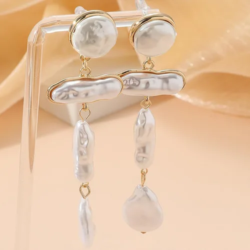 Miniatura 5 de Aretes de perlas para mujer, aretes colgantes de perlas para adolescentes y niñas, aretes de perlas, elegantes aretes de perlas, aretes colgantes