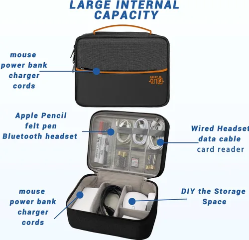 Miniatura 5 de Organizador de artículos electrónicos, bolsa organizadora de cables de viaje, bolsas organizadoras de cables portátiles, estuche de almacenamiento
