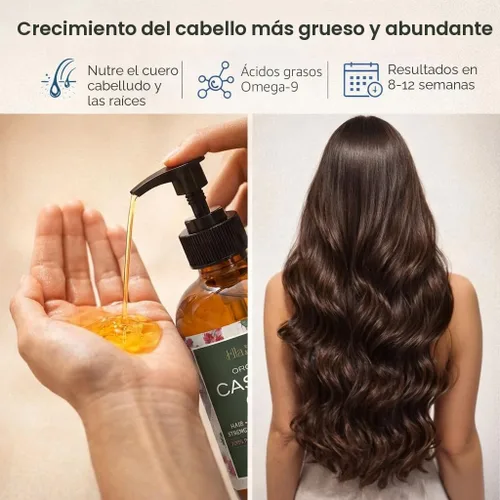 Miniatura 4 de Ella & Eden Aceite de ricino orgánico USDA - Sin hexano prensado en frío - Botella de vidrio - Para el crecimiento del cabello, cara, pestañas