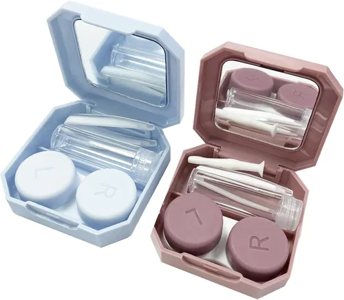 Estuche para lentes de contacto, kit de viaje a prueba de fugas, herramienta para quitar lentes de contacto con botella de solución de espejo para