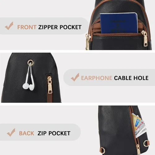 Miniatura 6 de BOSTANTEN Bolso bandolera pequeño para mujer, bolso cruzado de cuero, riñonera, bolsa de pecho para viajes