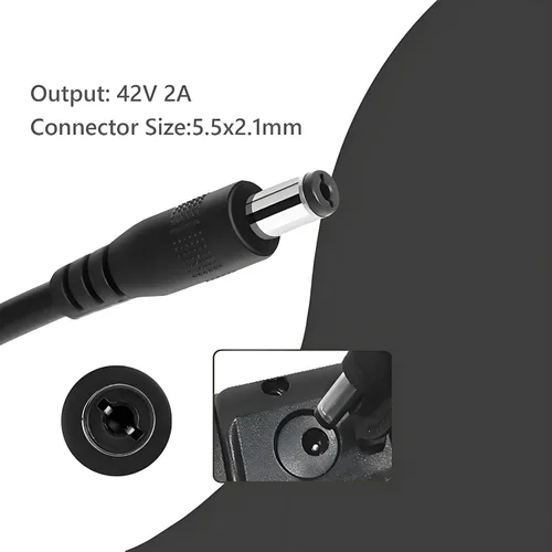 Miniatura 9 de Cargador de scooter eléctrico de repuesto de 42 V 2 A con certificación UL para cargador Hoverboard de 36 V con 5 enchufes, compatible con adaptador