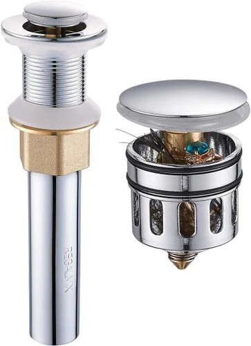 Miniatura 10 de REGALMIX Drenaje para Lavabo de Recipiente, Tapón de Drenaje Desplegable para Grifo de Lavabo de Recipiente de Baño, Colador Antiobstrucción Níquel