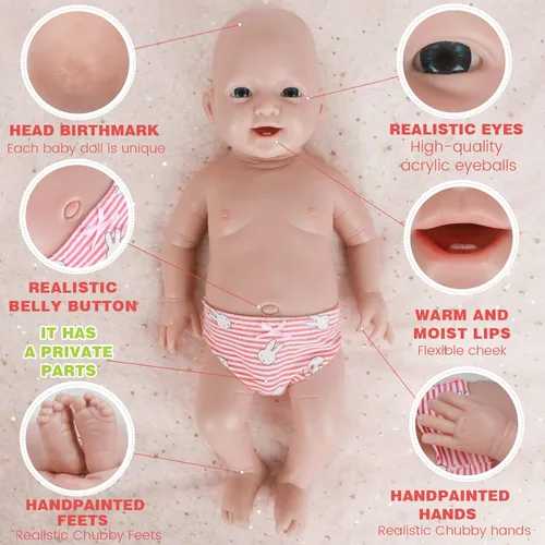 Miniatura 3 de IVITA Muñecas de silicona de 20 pulgadas con peso de 8.39 libras, [NO vinilo], cuerpo completo de silicona Reborn realista realista de la vida real