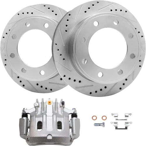 Miniatura 23 de Detroit Axle - Rotores de freno delanteros perforados y ranurados + repuesto de pinza de freno lateral del conductor para Honda Odyssey Acura MDX