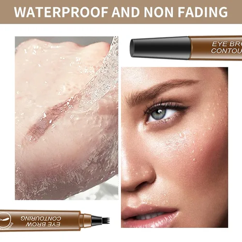 Miniatura 3 de Lápiz de contorno de cejas, lápiz de cejas de microblading impermeable con aplicador de punta de micro tenedor de 4 puntas, lápices líquidos