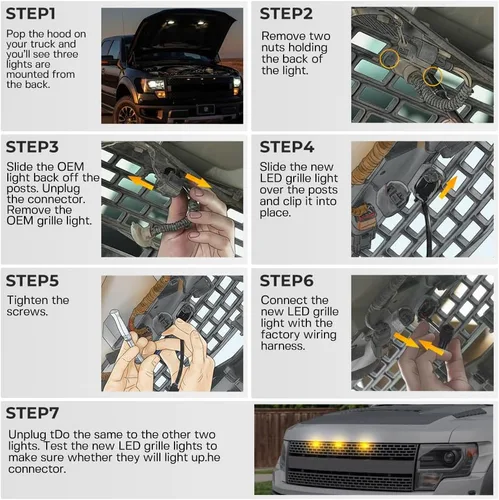 Miniatura 5 de Kits de luces de marcha para rejilla delantera F150 para 2010-2014/2017+ F-ord F150 SVT R.aptor Pickup, luces de conducción diurna DRL, lámparas