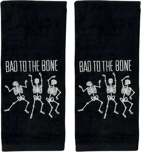 Miniatura 18 de Serafina Home Toallas de mano de baño de Halloween, fantasmas bordados, diseño Boo, juego de 2, color negro, 16 x 25 pulgadas