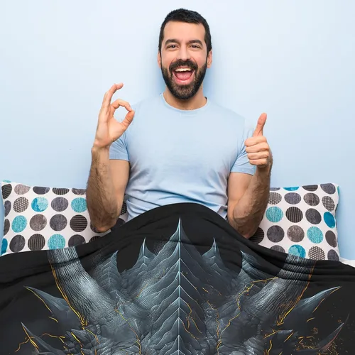 Miniatura 4 de Huke Manta de regalo de dragón, manta de dragón negro y dorado, regalos de dragón para hombres, mujeres, adolescentes, niños, niñas, manta de felpa