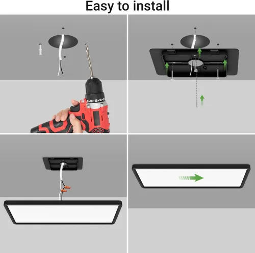 Miniatura 7 de zemty Luz LED de panel plano con control remoto de 22.8 x 7.8 pulgadas, 32 W, 3500 lúmenes, temperatura de color 3000 K-6500 K, lámpara de techo
