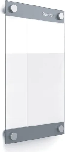 Quartet Pizarra blanca de cristal, pizarra magnética de borrado en seco, 11 x 17 pulgadas, con plantillas personalizables, superficie blanca de