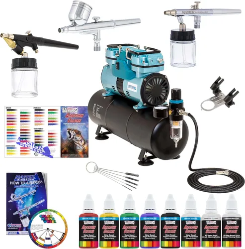 Miniatura 9 de Master Airbrush KIT-SP19-20 juego de pintura con sistema vaporizador con compresor estándar (11 elementos)