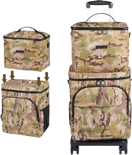 Miniatura 8 de Hielera suave con ruedas – Doble capa con bolsa de almuerzo plegable enfriador, grandes bolsas de hielo portátiles extraíbles a prueba de fugas