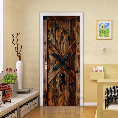 Miniatura 35 de Calcomanías 3D para puerta, murales para despegar y pegar, cocodrilo negro, calcomanías de pared, autoadhesivas, extraíbles, impermeables, de PVC