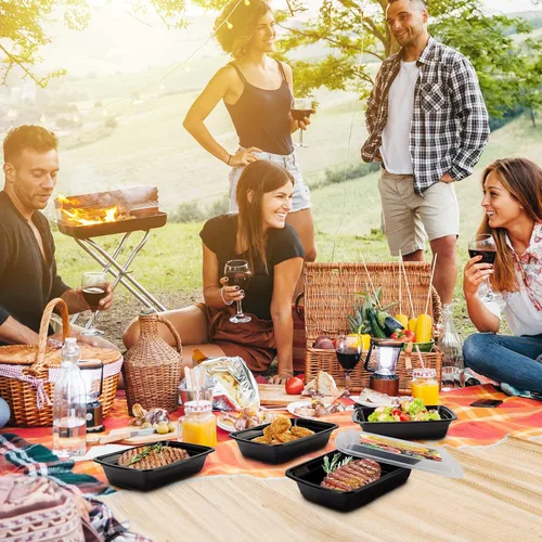 Miniatura 7 de Ezalia Paquete de 50 unidades - Contenedores para preparación de comidas de 38 oz, contenedores de plástico para preparación de alimentos