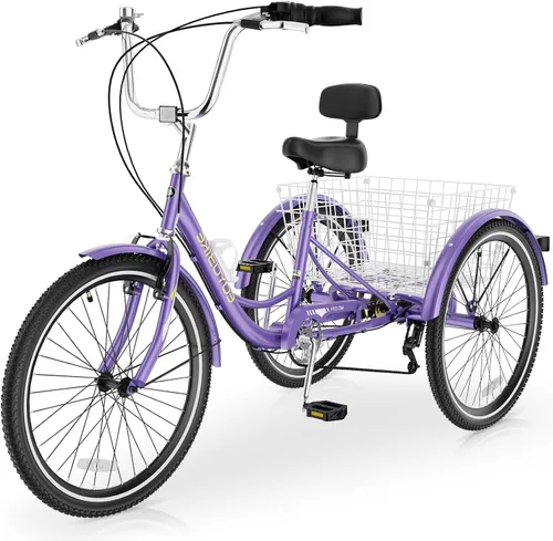 Miniatura 20 de MOPHOTO Triciclo para adultos de 7 velocidades, 20/24/26 pulgadas, triciclo para adultos con canasta trasera grande, 350 libras de capacidad
