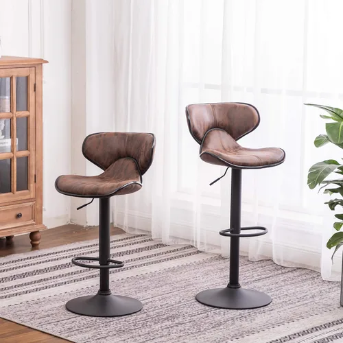 Miniatura 11 de Roundhill Furniture Masaccio Weathered Grey Airlift - Taburete giratorio ajustable con base cromada, juego de 2 Gris(Weathered Gray)