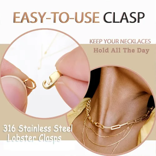 Miniatura 3 de Dailyacc Cierres de pinza de langosta para hacer joyas, oro y plata con anillos de salto, cierres seguros para collares, pulseras, manualidades