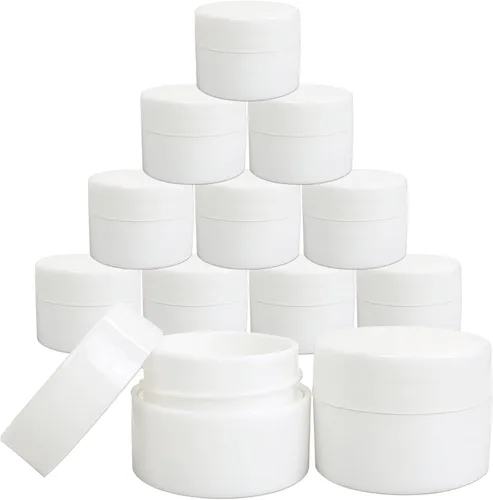 Beauticom - Recipiente de plástico de doble pared grueso de 0.25 onzas (0.25 onzas) blanco con tapa forrada de espuma para pastillas, medicamentos,