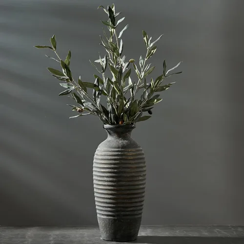 Vaseking - Jarrón rústico de cerámica grande con base emocional, 14.4 pulgadas, minimalista roscado, decorativo, para decoración del hogar, sala de
