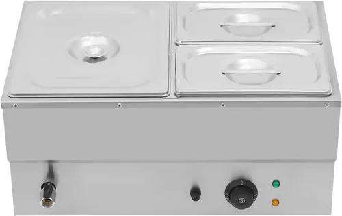 Miniatura 14 de DYNAMI Calentador de alimentos para bufé comercial de 110 V, mesa de vapor eléctrica grande de acero inoxidable de 3 bandejas con diseño